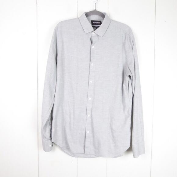 Bonobos Button Up Shirt Mens SZ L Long Tailored Fit dLight Gray Business Casual - Picture 1 of 9